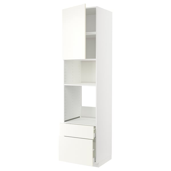 METOD / MAXIMERA high cabinet f built-in appliances, white/Vallstena white, 60x60x240 cm
