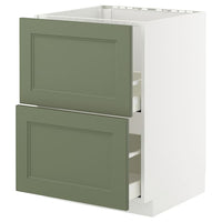 METOD / MAXIMERA base cab f sink+2 fronts/2 drawers, white/Axstad grey-green, 60x60 cm