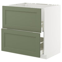 METOD / MAXIMERA base cab f sink+2 fronts/2 drawers, white/Axstad grey-green, 80x60 cm