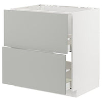 METOD / MAXIMERA base cab f sink+2 fronts/2 drawers, white/Havstorp light grey, 80x60 cm
