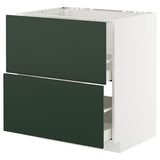 METOD / MAXIMERA base cab f sink+2 fronts/2 drawers, white/Havstorp deep green, 80x60 cm
