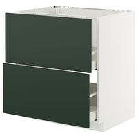 METOD / MAXIMERA base cab f sink+2 fronts/2 drawers, white/Havstorp deep green, 80x60 cm