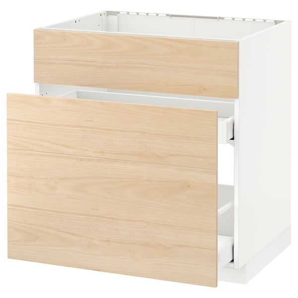 METOD / MAXIMERA base cab f sink+3 fronts/2 drawers, Width: 80.0 cmDepth: 61.6 cmHeight: 88.0 cmFrame depth: 60.0 cmFrame height: 80.0 cm