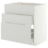 METOD / MAXIMERA base cab f sink+3 fronts/2 drawers, white/Aspudden light grey, 80x60 cm