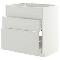 METOD / MAXIMERA base cab f sink+3 fronts/2 drawers, white/Aspudden light grey, 80x60 cm