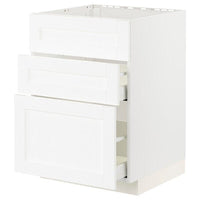 METOD / MAXIMERA base cab f sink+3 fronts/2 drawers, white Enköping/white wood effect, 60x60 cm