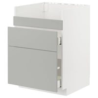 METOD / MAXIMERA base cb f HAVSEN snk/3 frnts/2 drws, white/Havstorp light grey, 60x60 cm