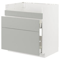 METOD / MAXIMERA base cb f HAVSEN snk/3 frnts/2 drws, white/Havstorp light grey, 80x60 cm
