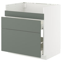 METOD / MAXIMERA base cb f HAVSEN snk/3 frnts/2 drws, white/Nickebo matt grey-green, 80x60 cm