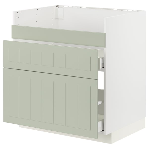 METOD / MAXIMERA base cb f HAVSEN snk/3 frnts/2 drws, white/Stensund light green, 80x60 cm