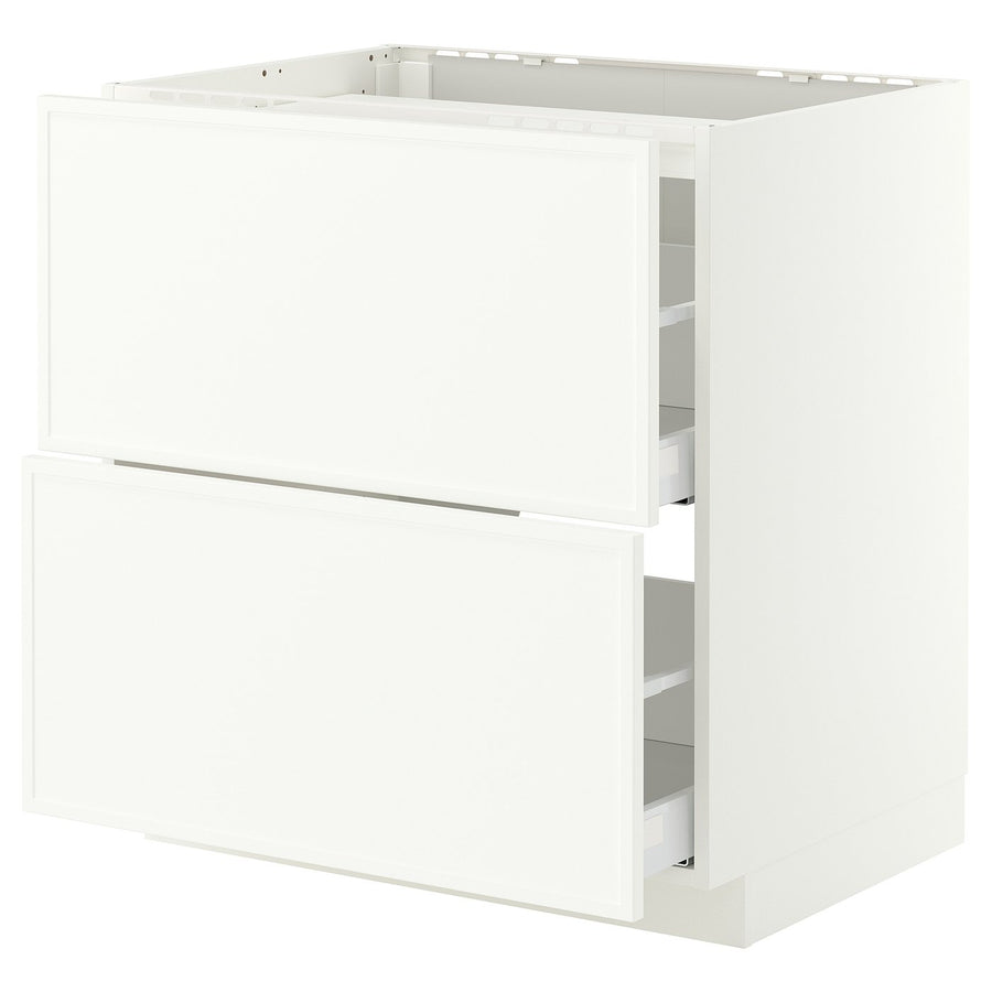 METOD / MAXIMERA base cab f hob/2 fronts/2 drawers, white/Aspudden matt white, 80x60 cm
