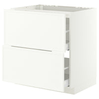 METOD / MAXIMERA base cab f hob/2 fronts/2 drawers, white/Aspudden matt white, 80x60 cm
