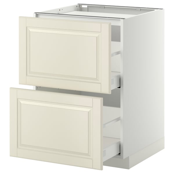 METOD / MAXIMERA base cab f hob/2 fronts/2 drawers, white/Bodbyn off-white, 60x60 cm
