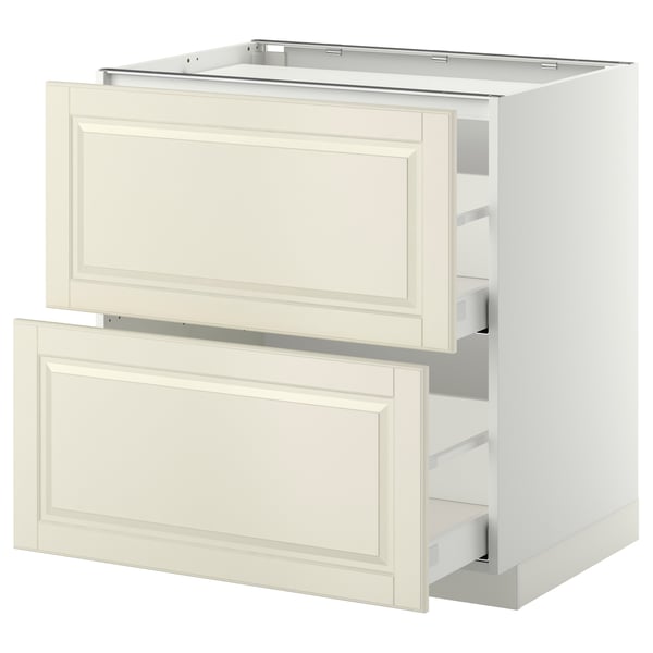 METOD / MAXIMERA base cab f hob/2 fronts/2 drawers, white/Bodbyn off-white, 80x60 cm