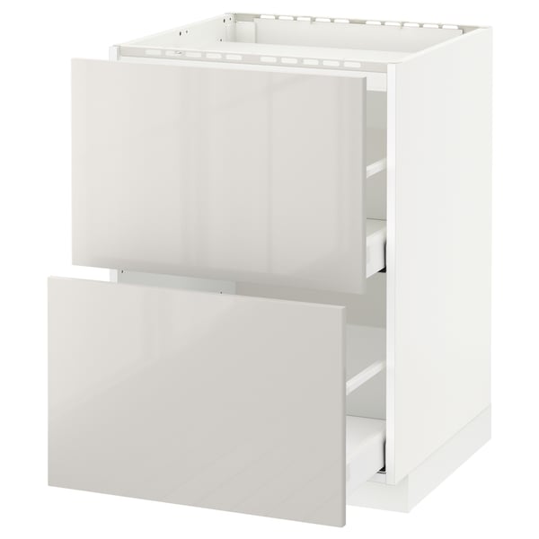 METOD / MAXIMERA base cab f hob/2 fronts/2 drawers, white/Ringhult light grey, 60x60 cm