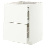 METOD / MAXIMERA base cab f hob/2 fronts/3 drawers, white/Aspudden matt white, 60x60 cm
