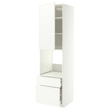 METOD / MAXIMERA high cabinet f oven+door/2 drawers, white/Aspudden matt white, 60x60x220 cm