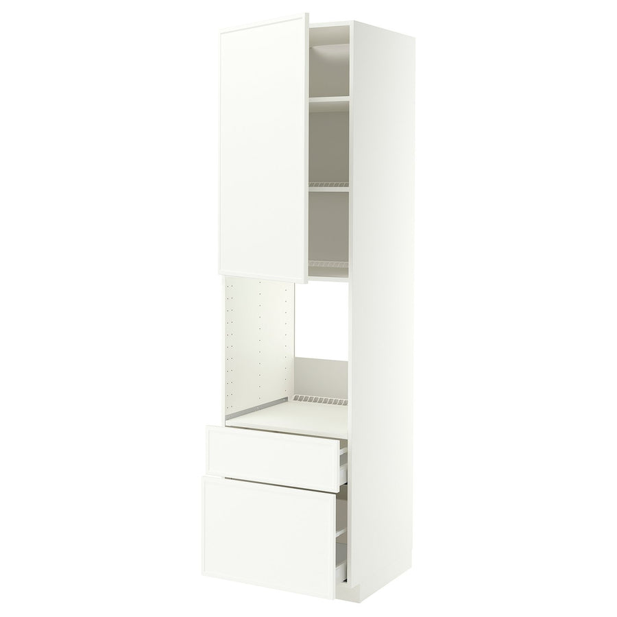 METOD / MAXIMERA high cabinet f oven+door/2 drawers, white/Aspudden matt white, 60x60x220 cm