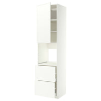 METOD / MAXIMERA high cabinet f oven+door/2 drawers, white/Aspudden matt white, 60x60x240 cm