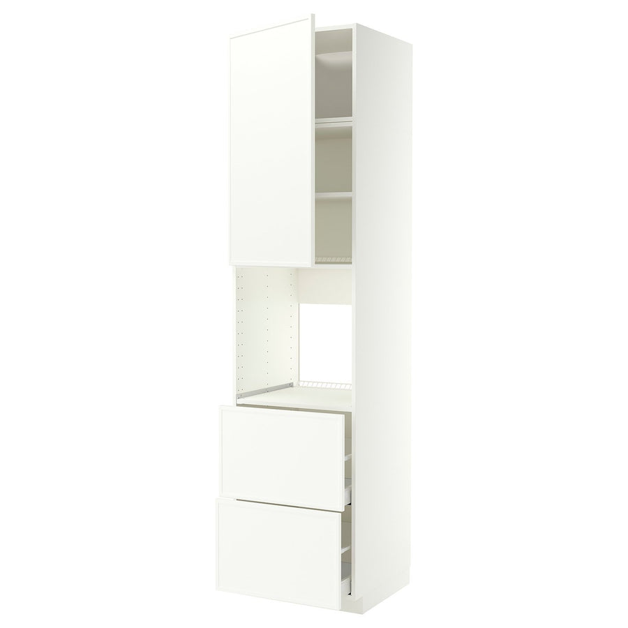 METOD / MAXIMERA high cabinet f oven+door/2 drawers, white/Aspudden matt white, 60x60x240 cm
