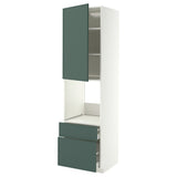 METOD / MAXIMERA high cabinet f oven+door/2 drawers, white/Aspudden dark grey-green, 60x60x220 cm