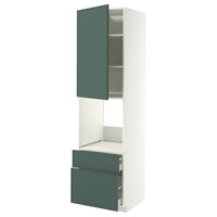 METOD / MAXIMERA high cabinet f oven+door/2 drawers, white/Aspudden dark grey-green, 60x60x220 cm