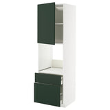 METOD / MAXIMERA high cabinet f oven+door/2 drawers, white/Havstorp deep green, 60x60x200 cm