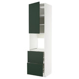 METOD / MAXIMERA high cabinet f oven+door/2 drawers, white/Havstorp deep green, 60x60x240 cm