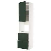 METOD / MAXIMERA high cabinet f oven+door/2 drawers, white/Havstorp deep green, 60x60x240 cm