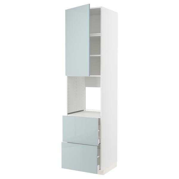 METOD / MAXIMERA high cabinet f oven+door/2 drawers, white/Kallarp light grey-blue, 60.0x240.0x60.0 cm