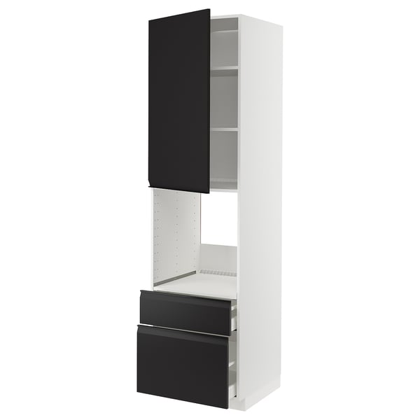 METOD / MAXIMERA high cabinet f oven+door/2 drawers, white/Upplöv matt anthracite, 60x60x220 cm