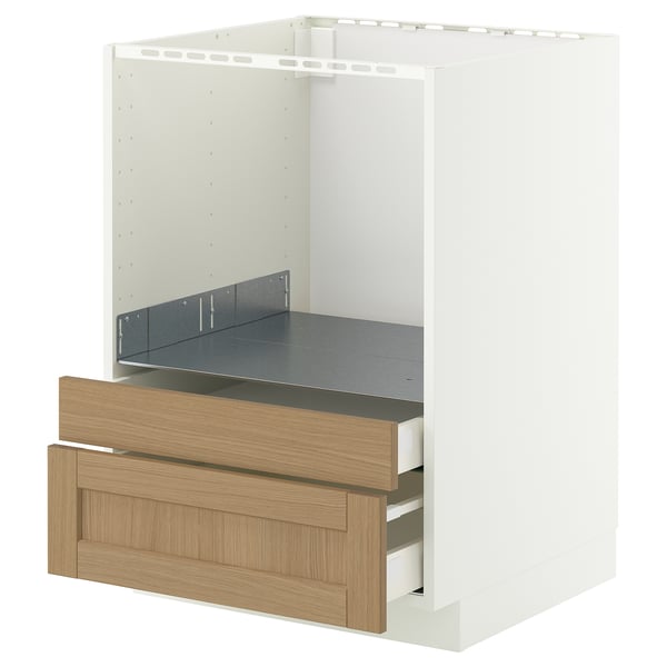 METOD / MAXIMERA base cabinet f combi micro/drawers, white/Forsbacka oak, 60x60 cm