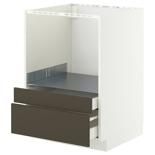 METOD / MAXIMERA base cabinet f combi micro/drawers, white/Havstorp brown-beige, 60x60 cm