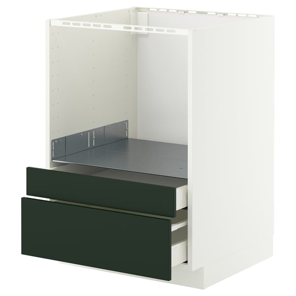 METOD / MAXIMERA base cabinet f combi micro/drawers, white/Havstorp deep green, 60x60 cm