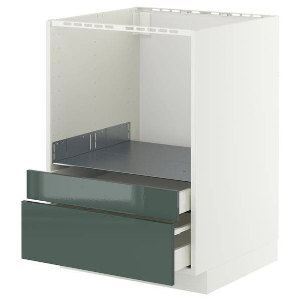 METOD / MAXIMERA base cabinet f combi micro/drawers, white/Kallarp high-gloss dark grey-green, 60x60 cm