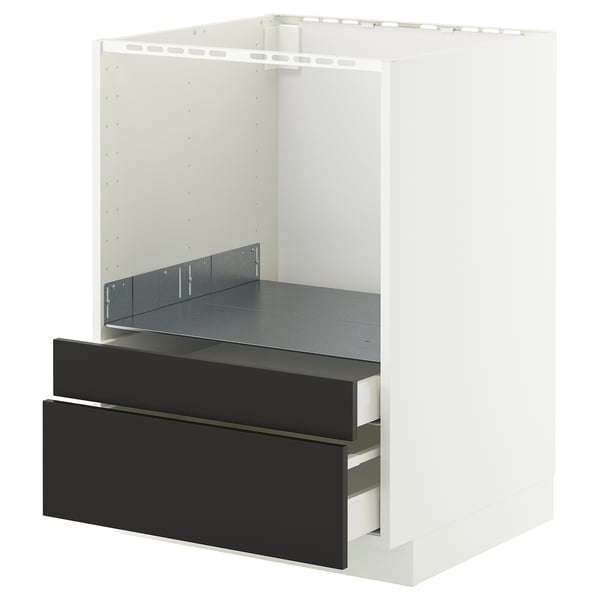 METOD / MAXIMERA base cabinet f combi micro/drawers, white/Nickebo matt anthracite, 60x60 cm
