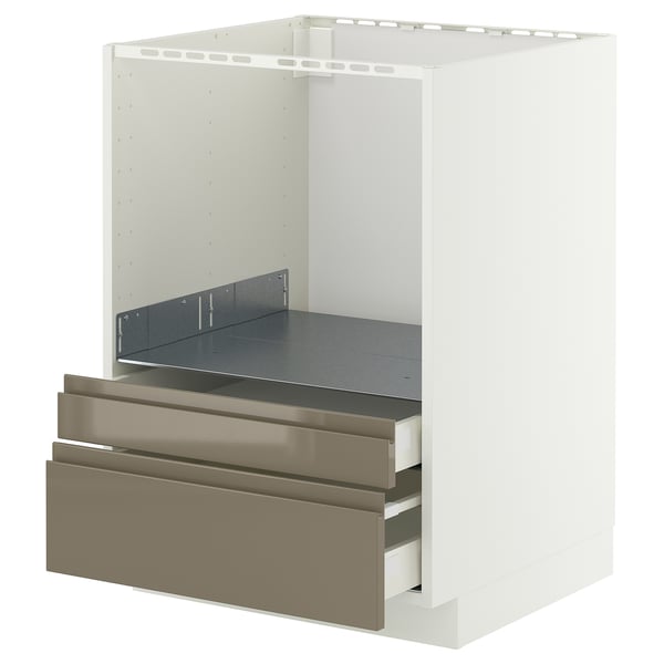 METOD / MAXIMERA base cabinet f combi micro/drawers, white/Voxtorp high-gloss dark grey-brown, 60x60 cm
