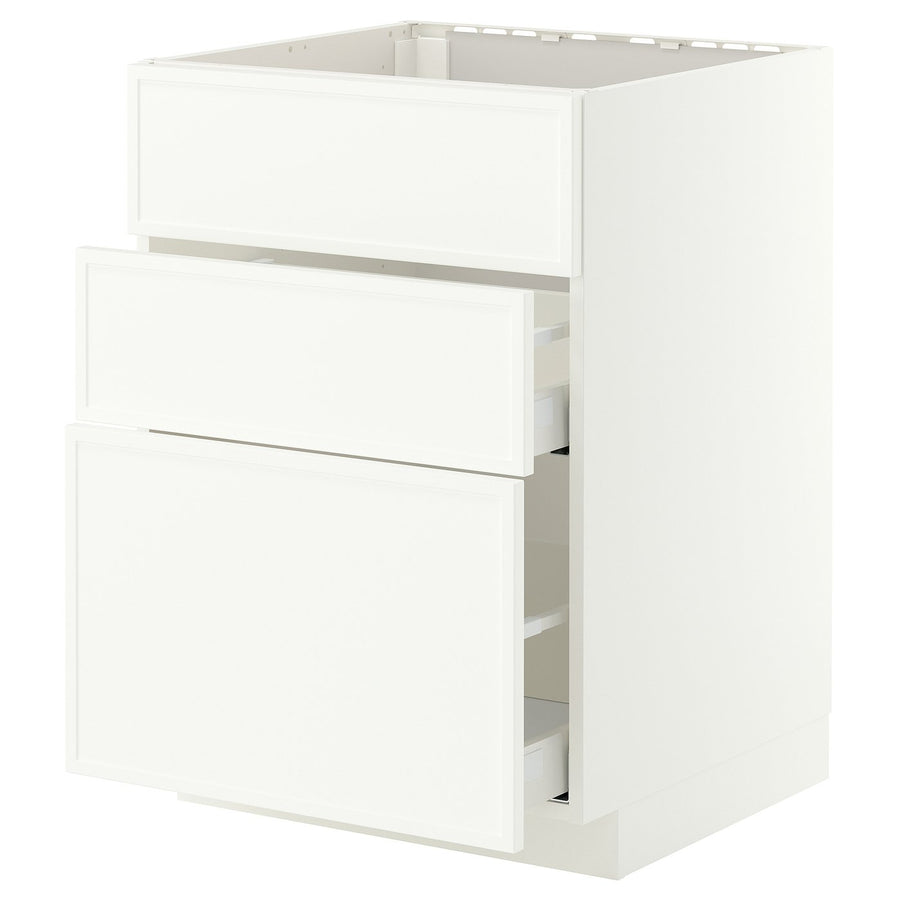 METOD / MAXIMERA base cab f hob/int extractor w drw, white/Aspudden matt white, 60x60 cm