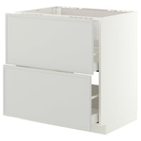 METOD / MAXIMERA base cab f hob/int extractor w drw, white/Aspudden light grey, 80x60 cm