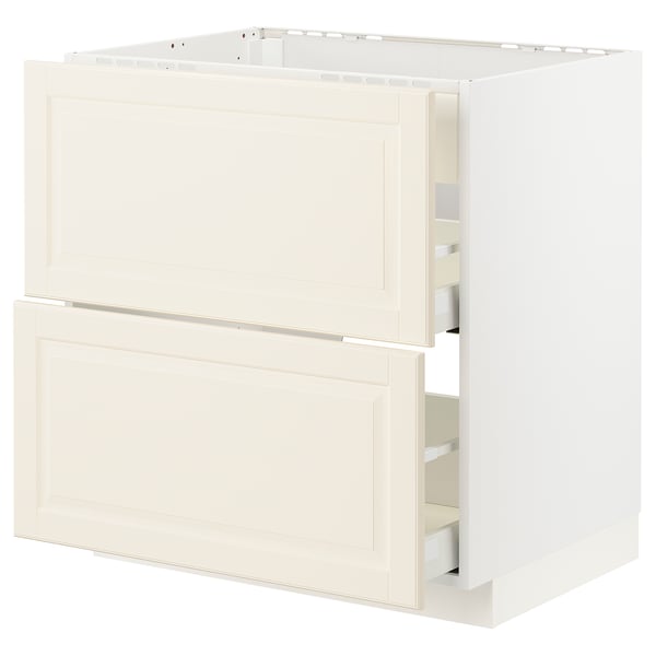 METOD / MAXIMERA base cab f hob/int extractor w drw, white/Bodbyn off-white, 80x60 cm