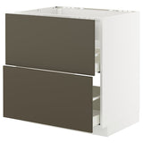 METOD / MAXIMERA base cab f hob/int extractor w drw, white/Havstorp brown-beige, 80x60 cm