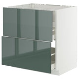 METOD / MAXIMERA base cab f hob/int extractor w drw, white/Kallarp high-gloss dark grey-green, 80x60 cm