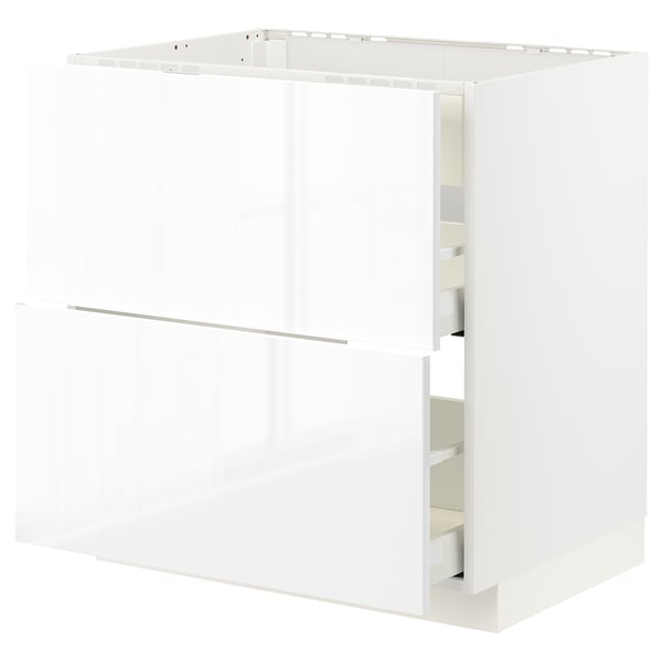METOD / MAXIMERA base cab f hob/int extractor w drw, white/Ringhult white, 80x60 cm