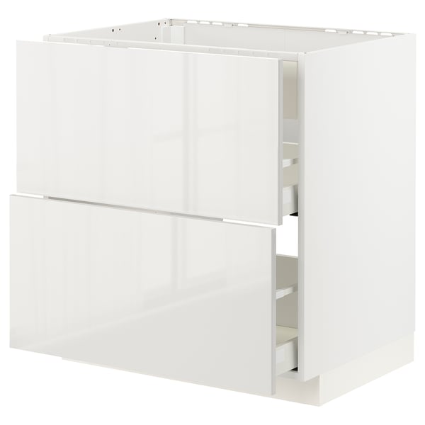 METOD / MAXIMERA base cab f hob/int extractor w drw, white/Ringhult light grey, 80x60 cm