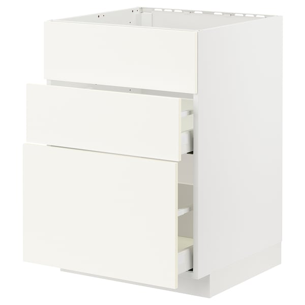 METOD / MAXIMERA base cab f hob/int extractor w drw, white/Vallstena white, 60x60 cm