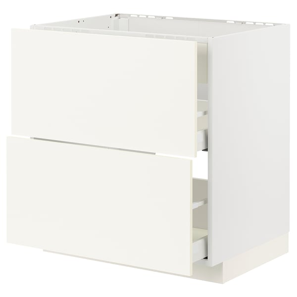 METOD / MAXIMERA base cab f hob/int extractor w drw, white/Vallstena white, 80x60 cm