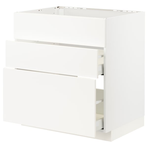 METOD / MAXIMERA base cab f hob/int extractor w drw, white/Veddinge white, 80x60 cm