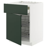 METOD / MAXIMERA base cab f hob/drawer/2 wire bskts, white/Havstorp deep green, 60x60 cm