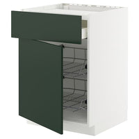 METOD / MAXIMERA base cab f hob/drawer/2 wire bskts, white/Havstorp deep green, 60x60 cm
