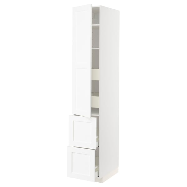 METOD / MAXIMERA hi cab w shlvs/4 drawers/dr/2 frnts, white Enköping/white wood effect, 40x60x220 cm